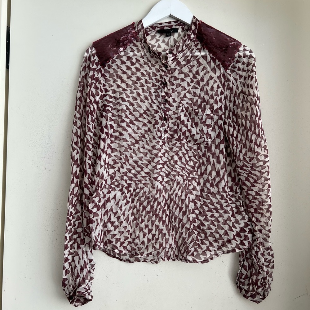 Joe’s Jeans Print Silk Sequin Blouse - Picture 2 of 7